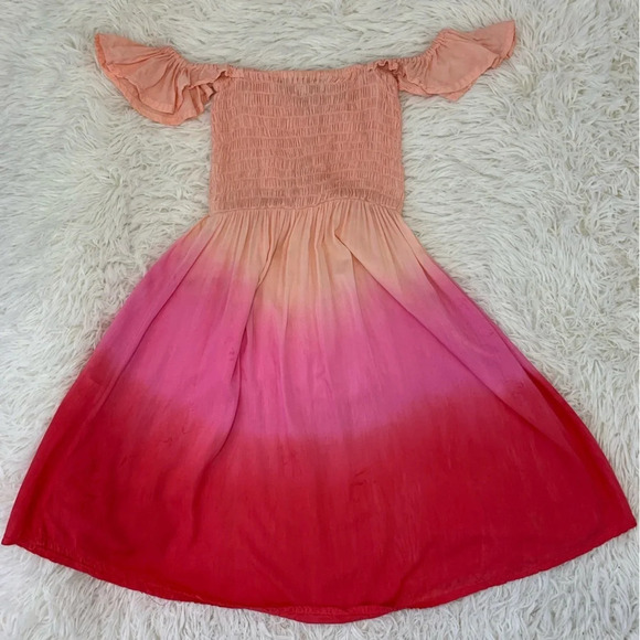 Tiare Hawaii Hollie Mini Dress smocked bodice Ruffle sleeves on/off shoulder S/M - Picture 10 of 16